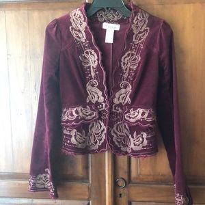 Cropped Velour Embroidered Jacket